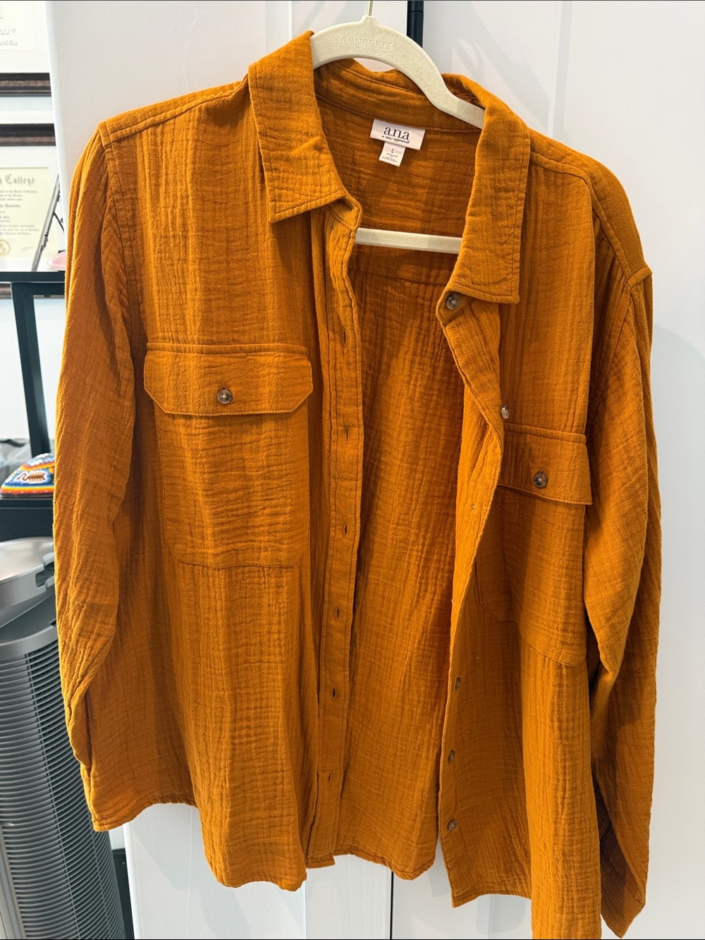 a.n.a Orange Cotton Button-Up Shirt Jacket